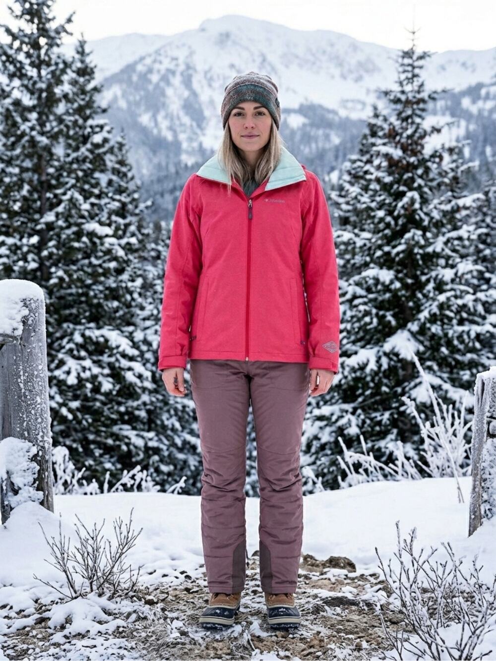 Columbia Whirlibird Interchange Jacket Medium Detachable Hood Pink Red Omni-Tech
